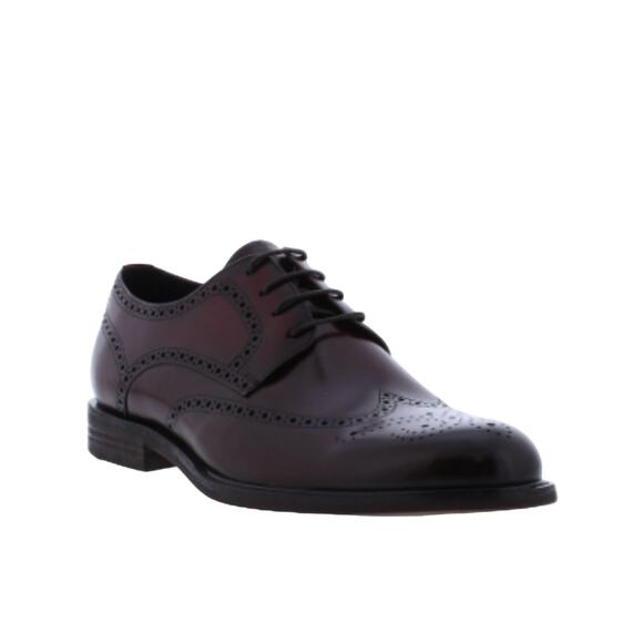 Zanzara Delos Men Derby Shoes Size 12 Wine Leather Cushioned Brogued Wingtip Toe - Picture 1 of 2